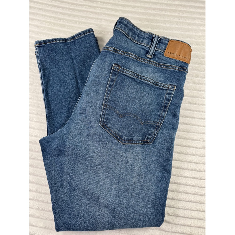 American Eagle Athletic Skinny Jeans Mens 38x30 Medium Wash Blue Denim